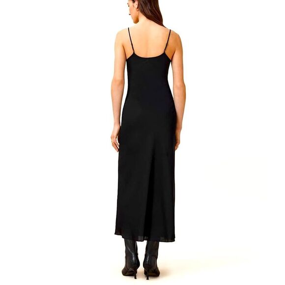 AllSaints Briony V-Neck Black Slip Dress 2-160/80A - Picture 4 of 13